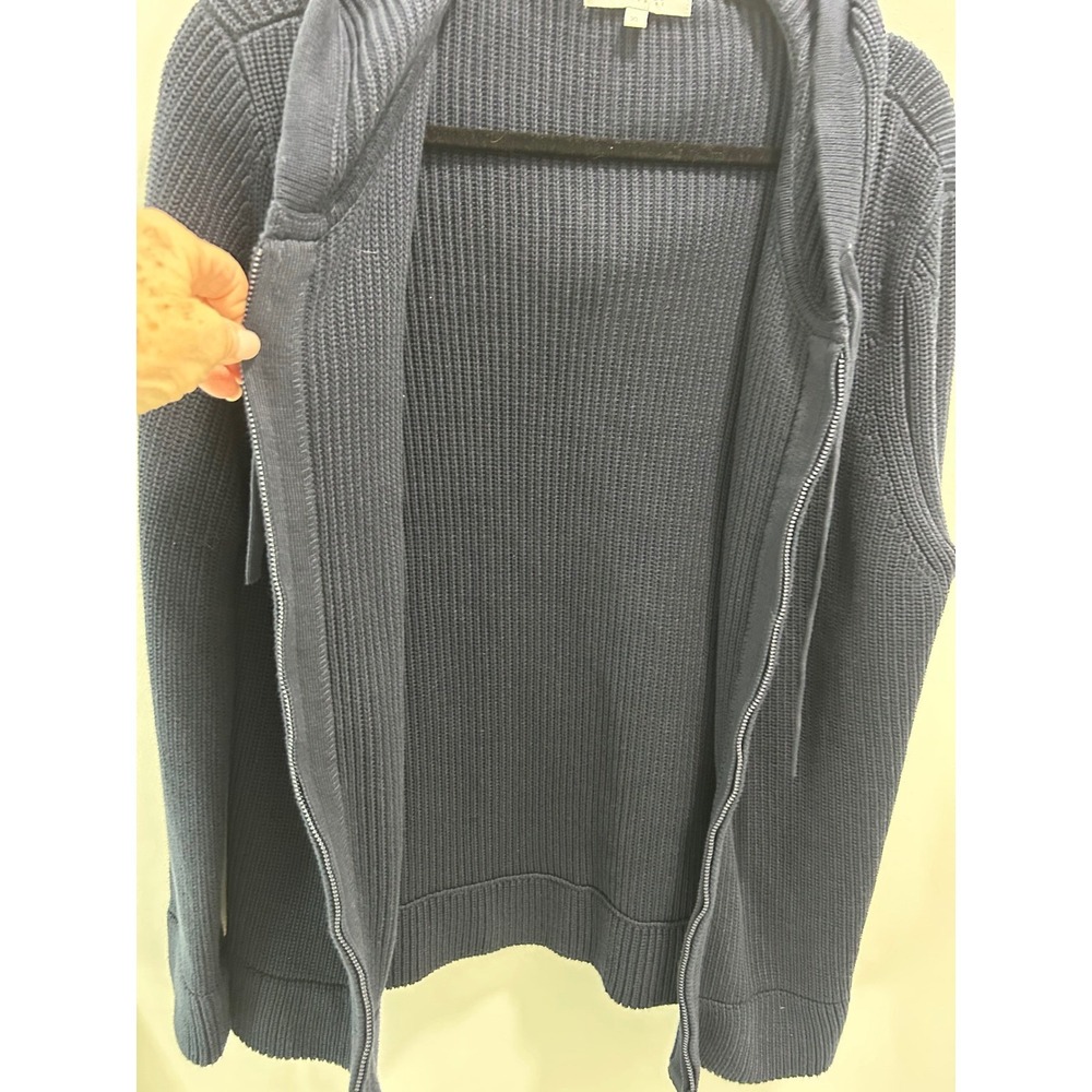 Pura Cashmere Womens Navy Blue Shaker Knit Full Zip Hoodie Sweater XL - Picture 7 of 10